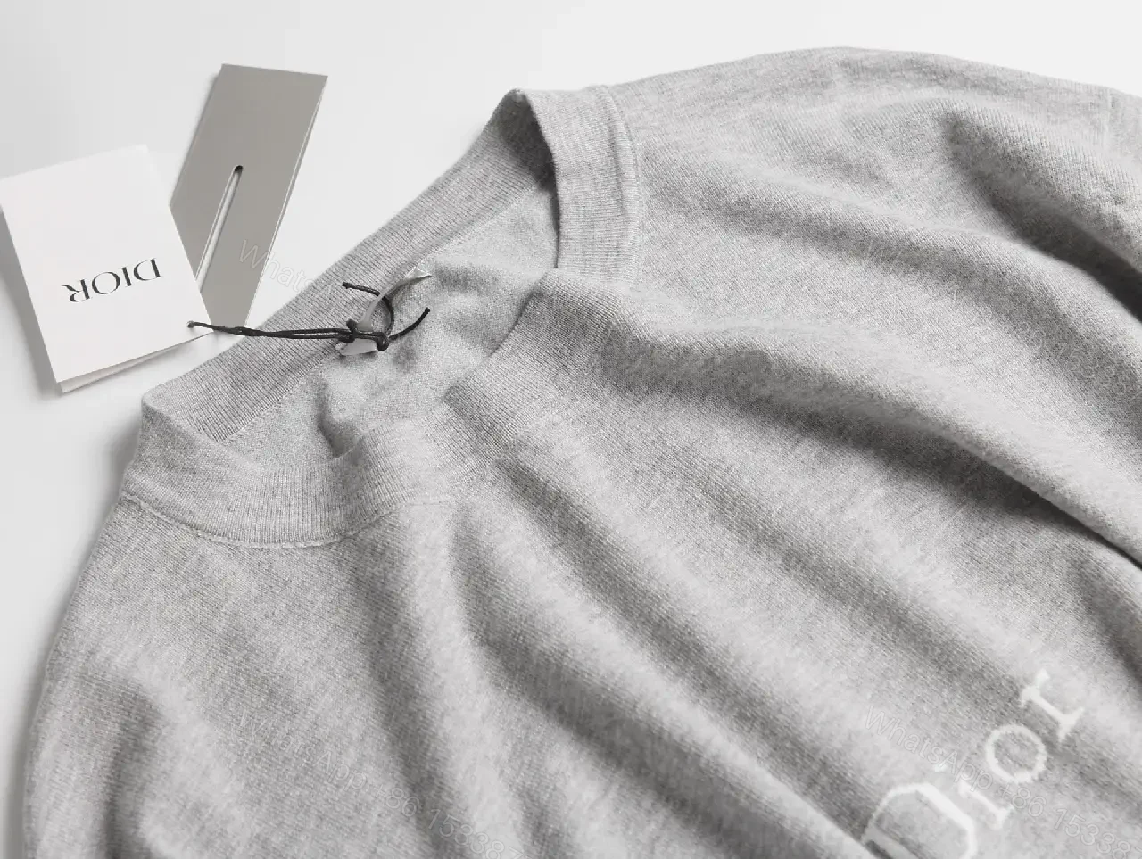 View 8 of Grey Cotton T-Shirt Dior Logo Casual Tee