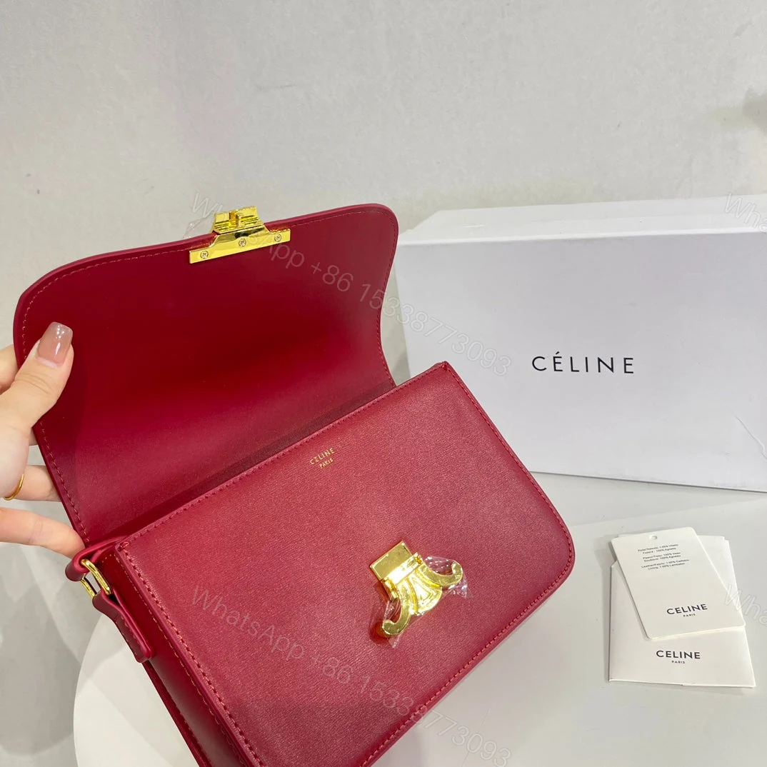 View 5 of CELINE TEEN TRIOMPHE BAG IN SHINY CALFSKIN RED 18 CM