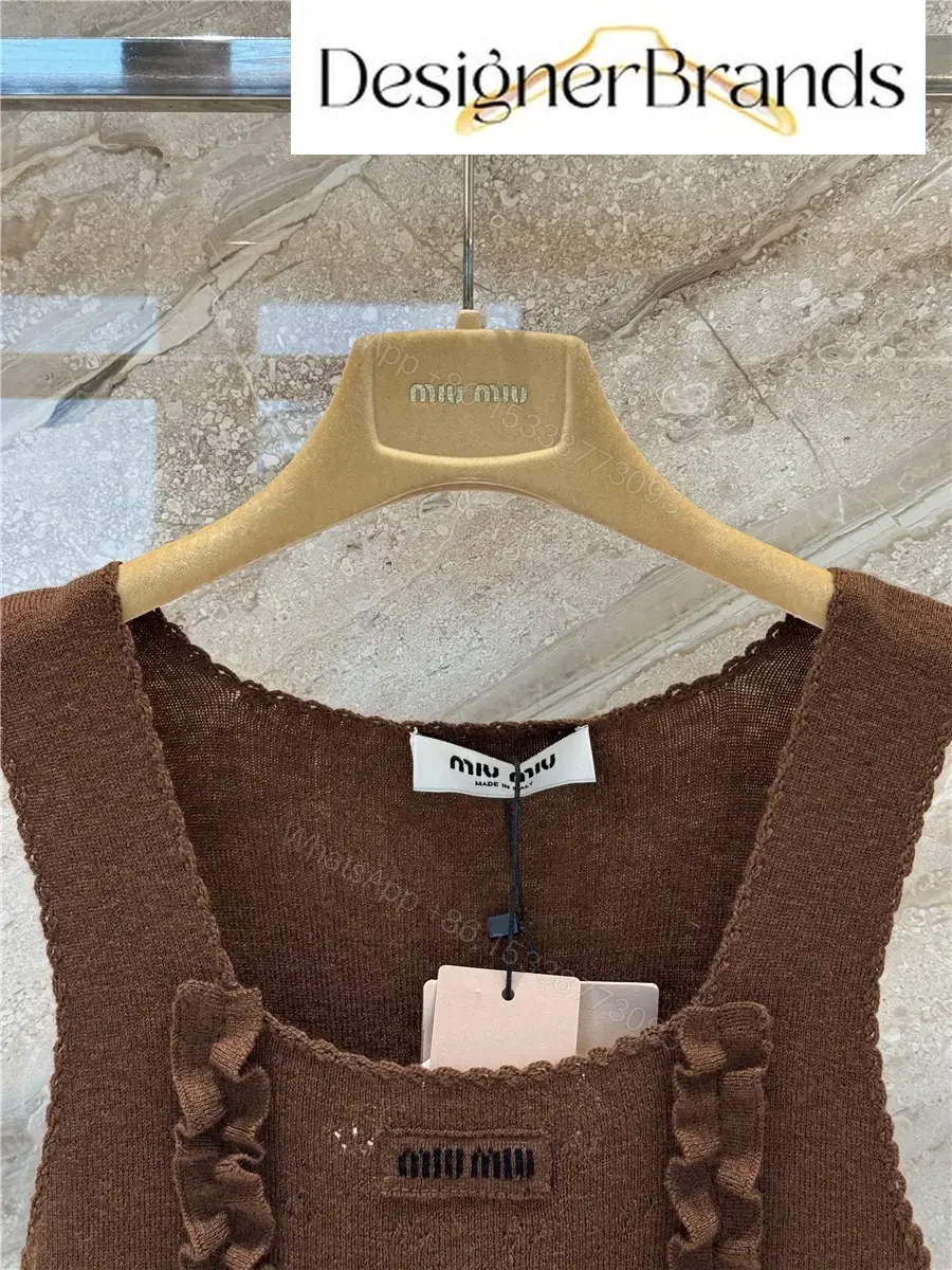 View 3 of Miu Miu Lace-Trimmed Ruffle-Detail Knitted Vest