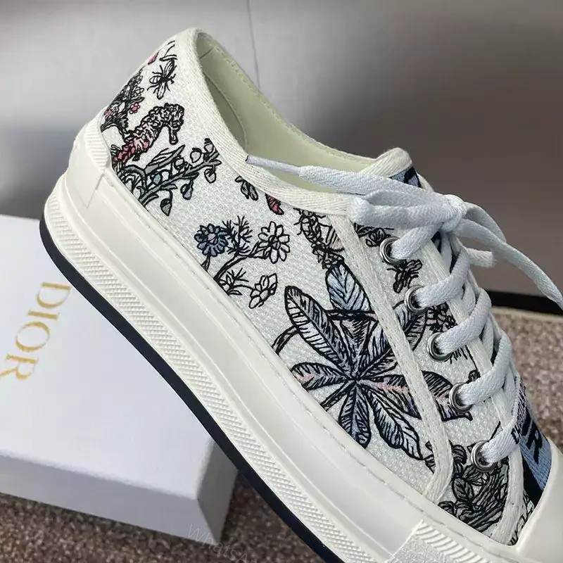 View 3 of WALK’N’DIOR PLATFORM SNEAKERS UNISEX CABINET DE CURIOSITES EMBROIDERED WHITE – CD192