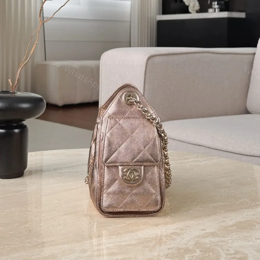 View 3 of CHANEL 25 Bag Mini Rose Gold Caviar Leather