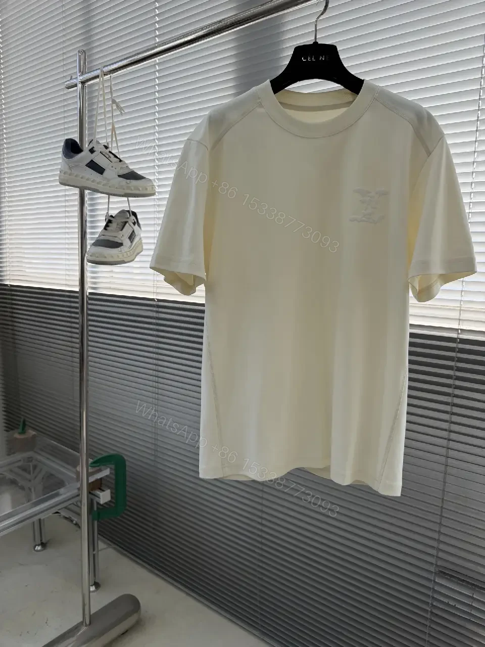 Off-White Embroidered Crew Neck Tee: Minimalist Luxury — view 1