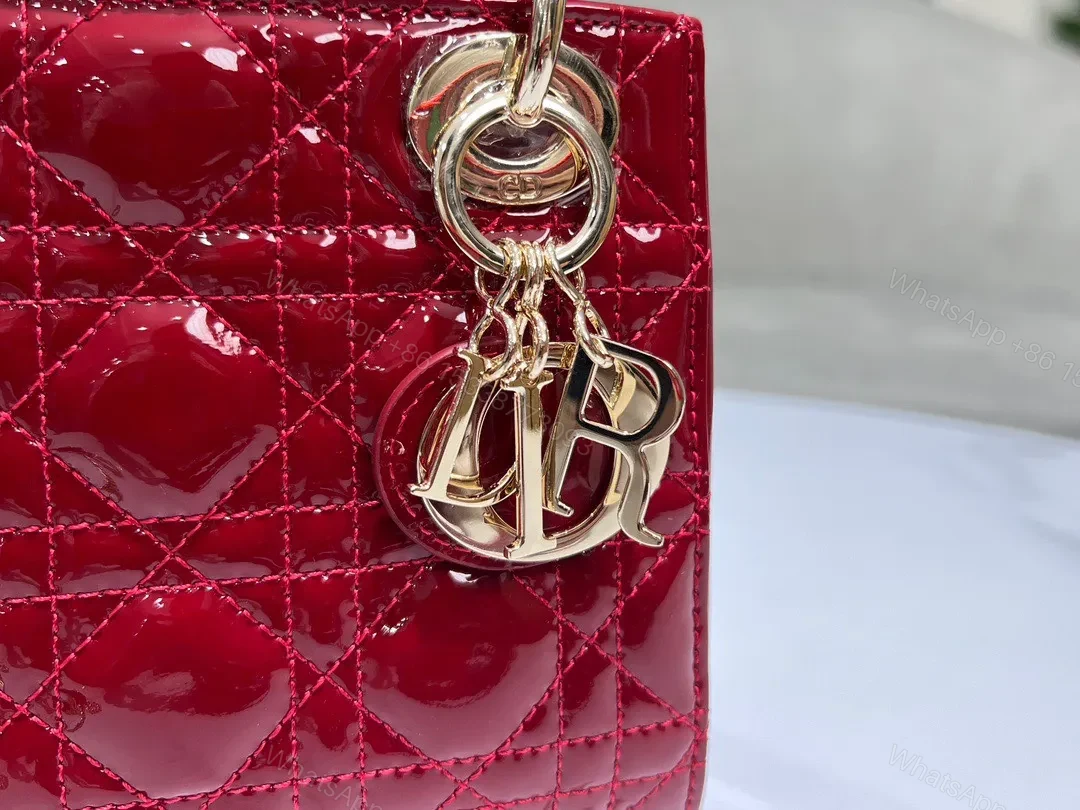 View 5 of Dior Lady Mini Super Quality Women’s Handbag, Glossy Red, 17cm