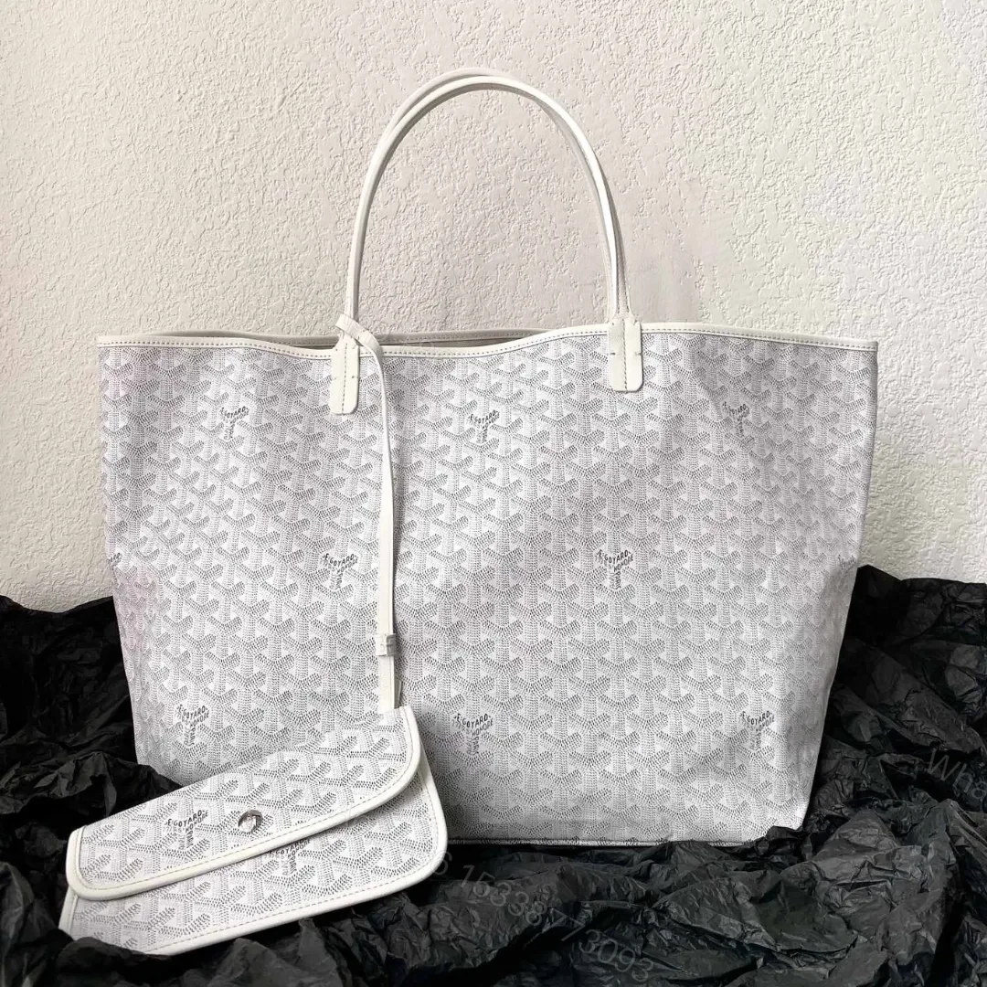 Goyard White Goyardine Canvas & Chevroches Calfskin Saint Louis PM Tote — view 1