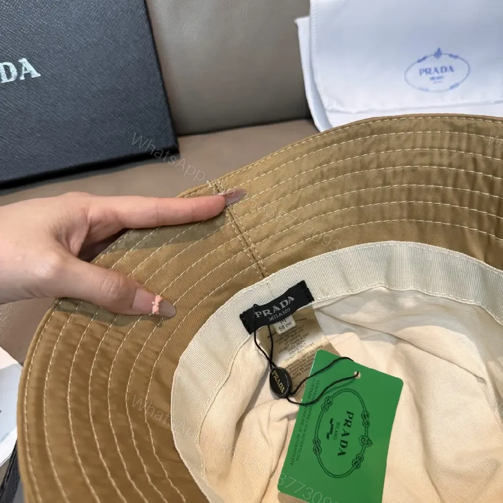 View 7 of Khaki Cotton-Twill Bucket Hat: Lightweight, Luxe Block-Logo Patch