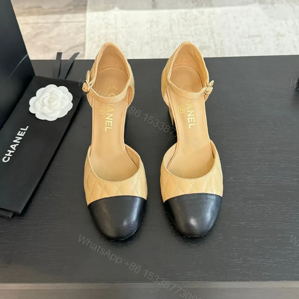 Two-Tone Quilted Heels with Ankle Strap, Block Heel, Luxe Quilting — view 1