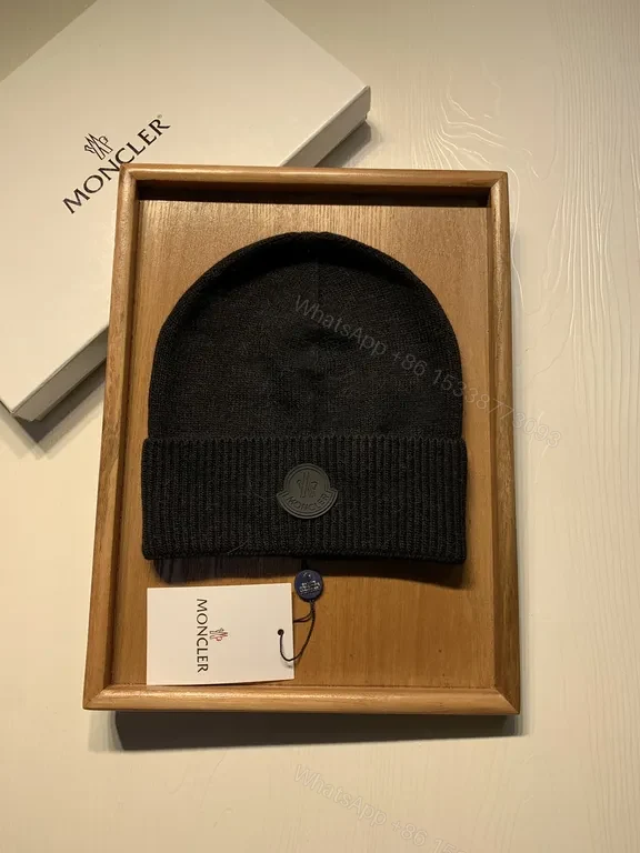 View 3 of Cozy Black Knit Beanie â€” Premium Moncler Warmth Hat