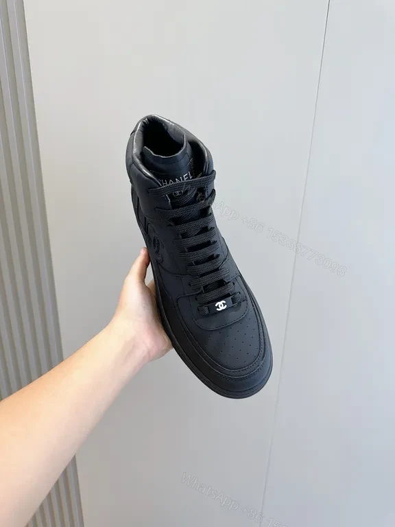 View 3 of Chic Black Leather High-Top Sneakers with Luxury Detailing