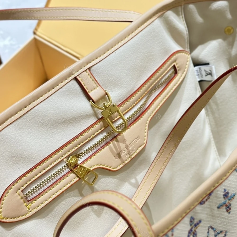 View 8 of Louis Vuitton Neverfull MM Monogram Jacquard Fabric Multicolor Beige 32Cm M24905