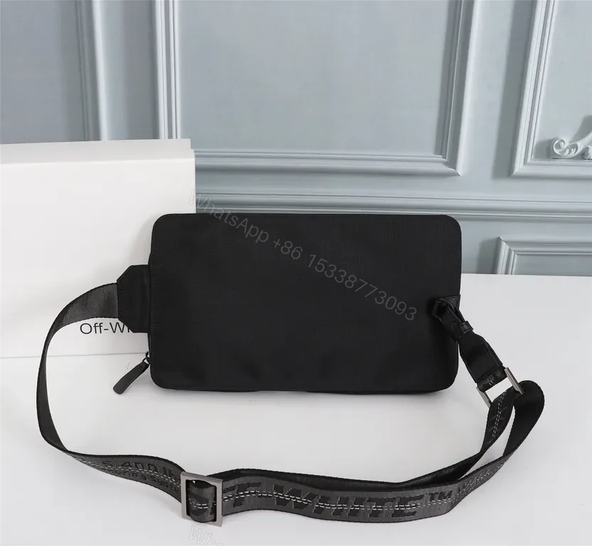 View 8 of Black Nylon Belt Bag: Two-Pocket, Hands-Free Utility
