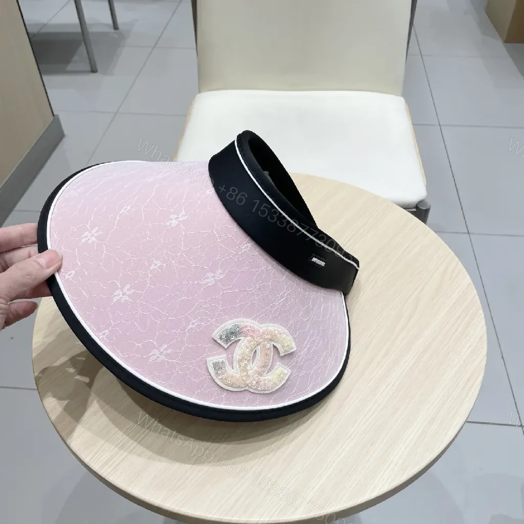 View 4 of Pink Visor with Chanel-Inspired Logo - Luxe Everyday Accessory