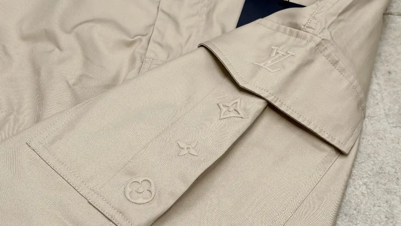 View 8 of Beige Nylon Cargo Shorts with Louis Vuitton Tag