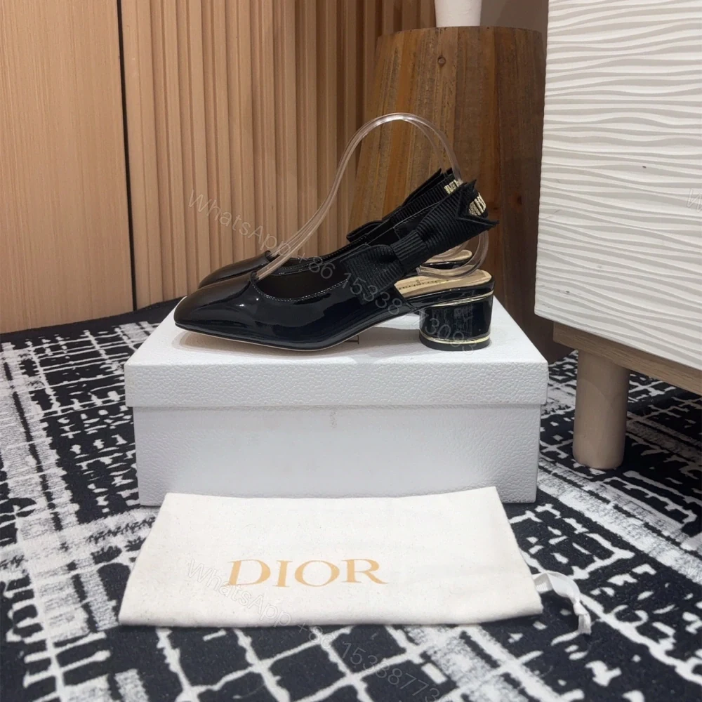 View 2 of 高仿Dior*Miss系列KDV273露跟蝴蝶結矮踭鞋黑色免檢版