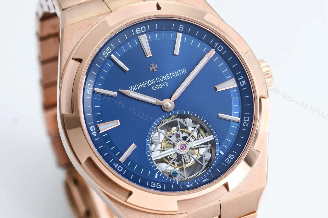 View 3 of PPF Factory Vacheron Constantin Overseas Tourbillon – Rose Gold Case, Blue Dial, Black Leather Strap, Automatic Watch