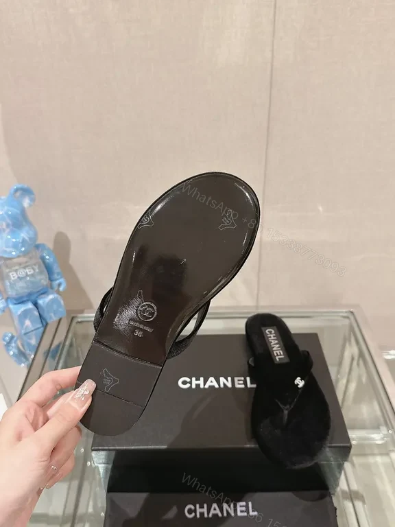 View 3 of Chic Velvet Slip-On Sandals with Luxe Chanel-Inspired Flair