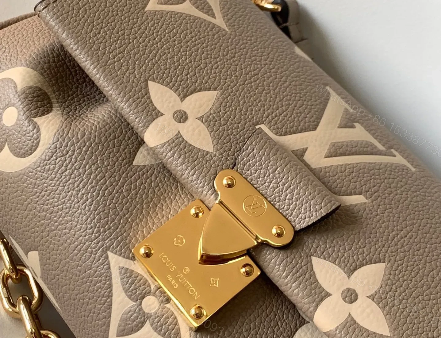 View 5 of Louis Vuitton LV Favorite Brown Like Auth Handbags Lock Gold 24x14cm