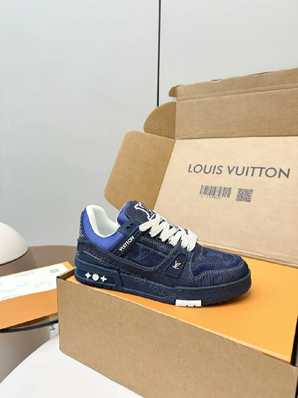 View 9 of Dark Denim Luxe Sneaker: Durable High-Top Comfort