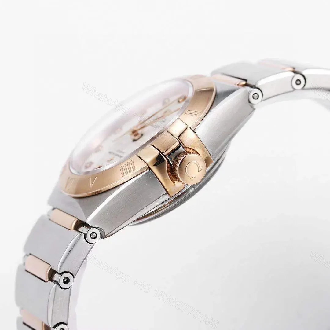 View 6 of Omega Constellation 29mm Women’s Watch V6 Version Silver and Rose Gold with Diamond Bezel White Dial Sapphire Crystal