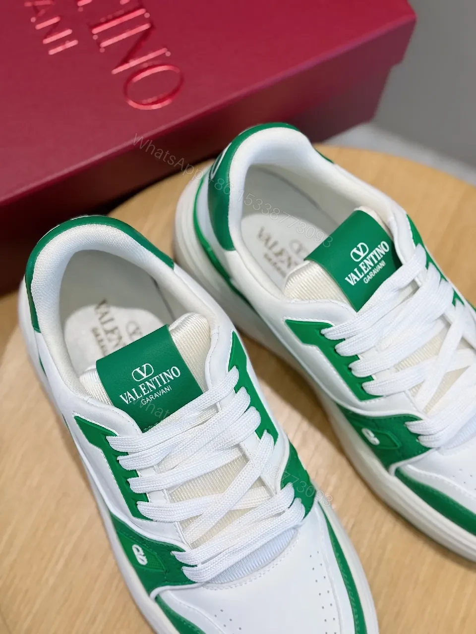 View 6 of Green & White Leather Sneakers | Luxury Casual Comfort