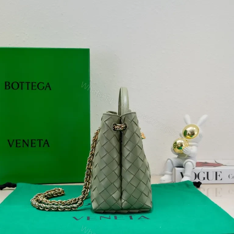 View 7 of Woven Leather Mini Bag with Gold Chain â€“ Everyday Luxury