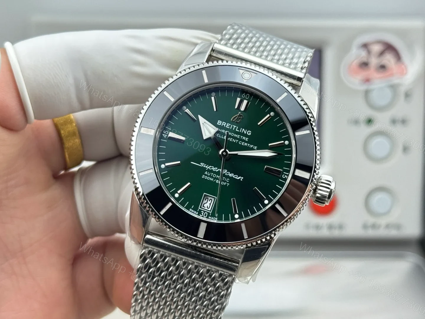 View 3 of Breitling Superocean Heritage II 42 Stainless Steel Green Dial Bracelet AB2010121L1A1