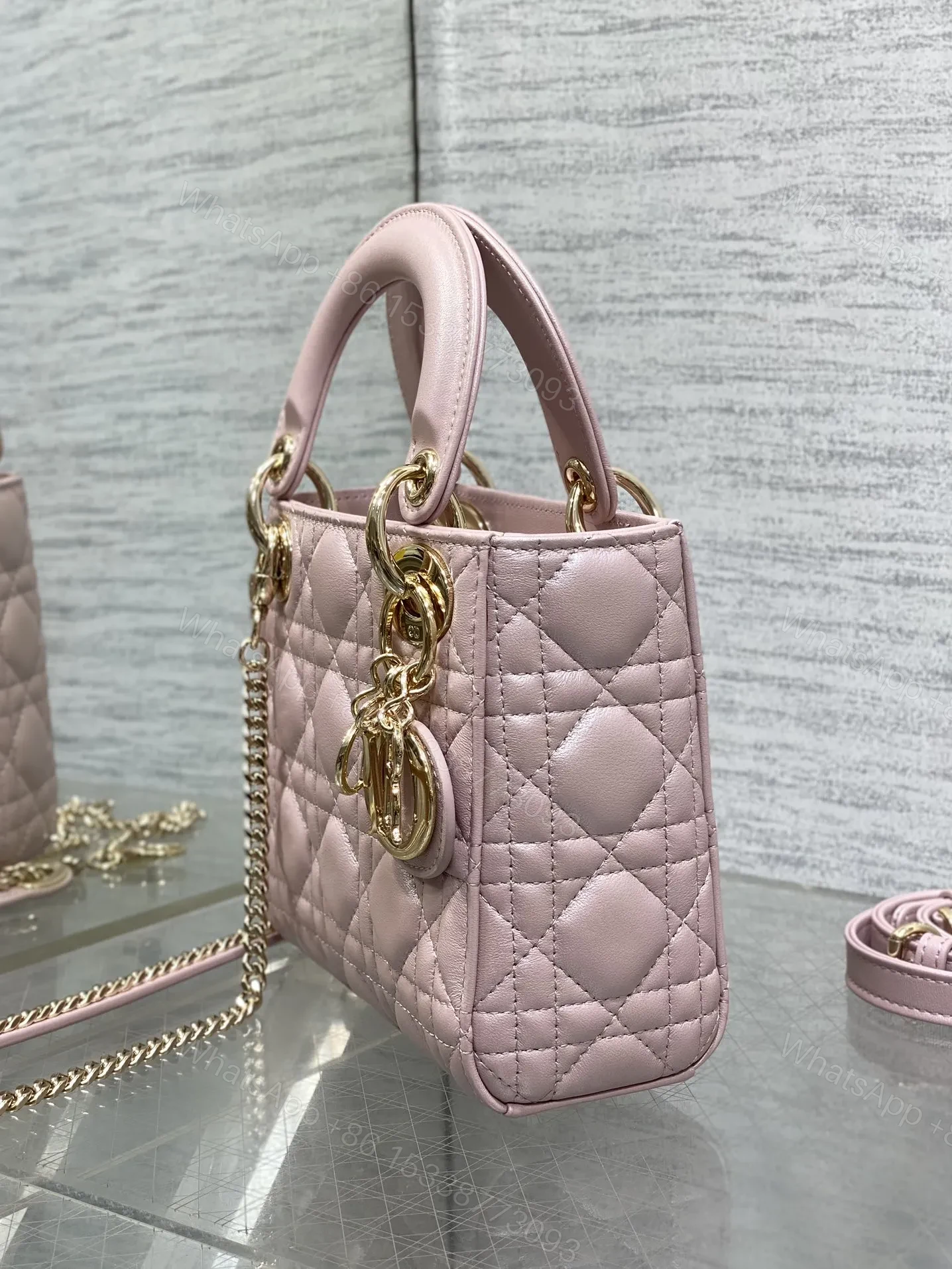 View 4 of DIOR LADY DIOR MINI PINK GOLD HARDWARE
