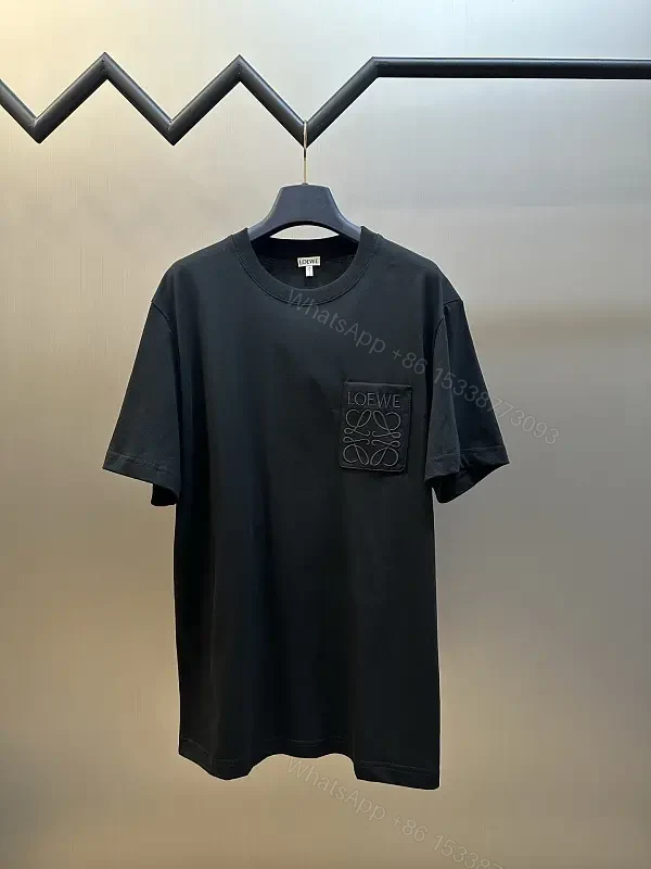 Black Cotton T-Shirt Minimalist Logo Pocket Crew Neck Tee — view 1