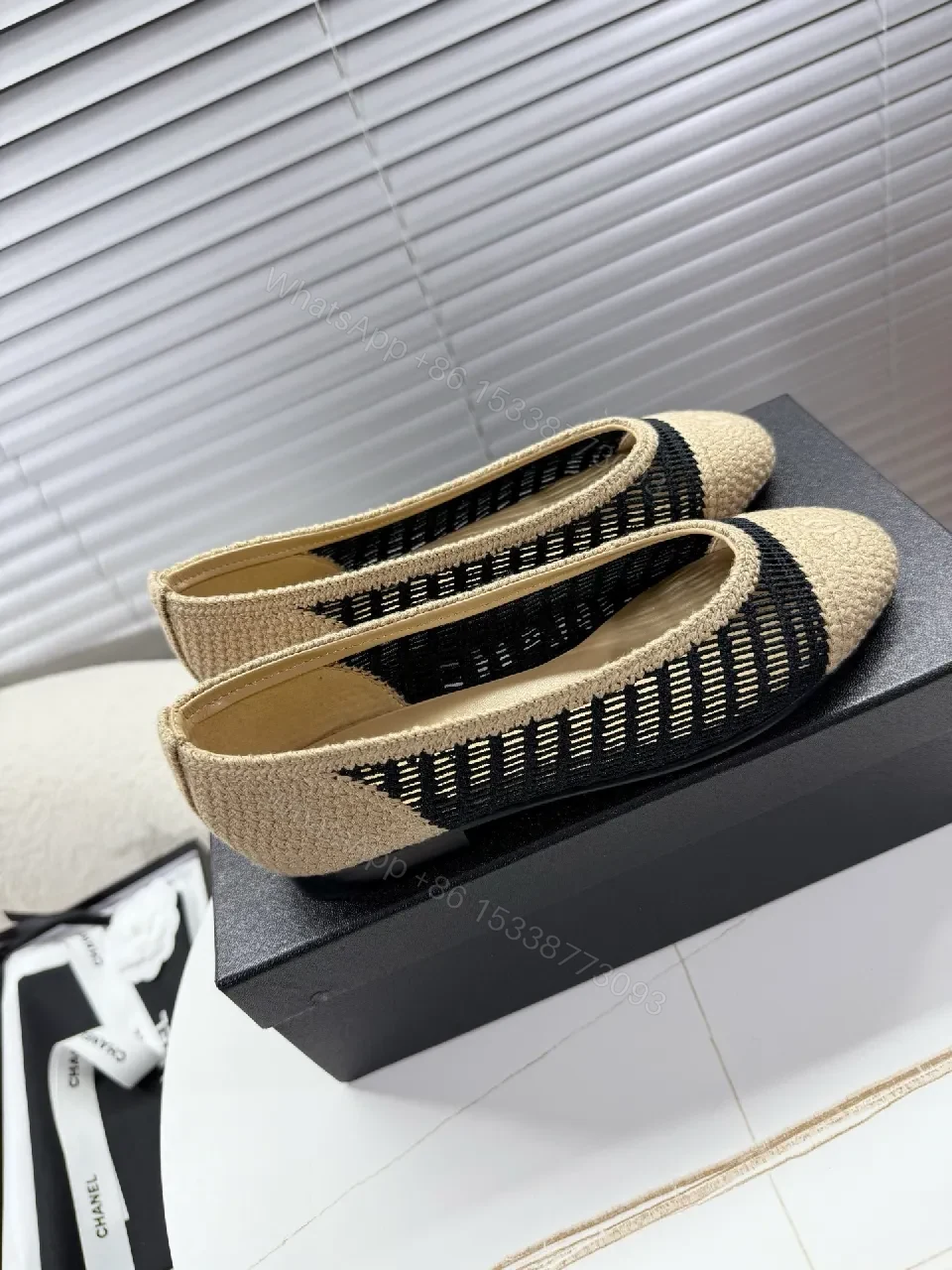 View 8 of Textured Chanel-Influenced Espadrille Flats