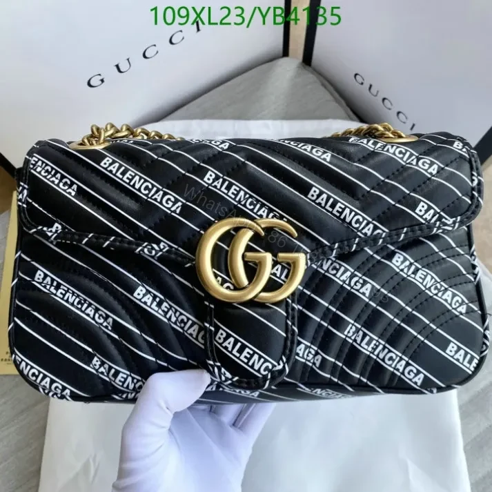 View 6 of Gucci Balenciaga GG Marmont Shoulder Bag YB413 in Leather