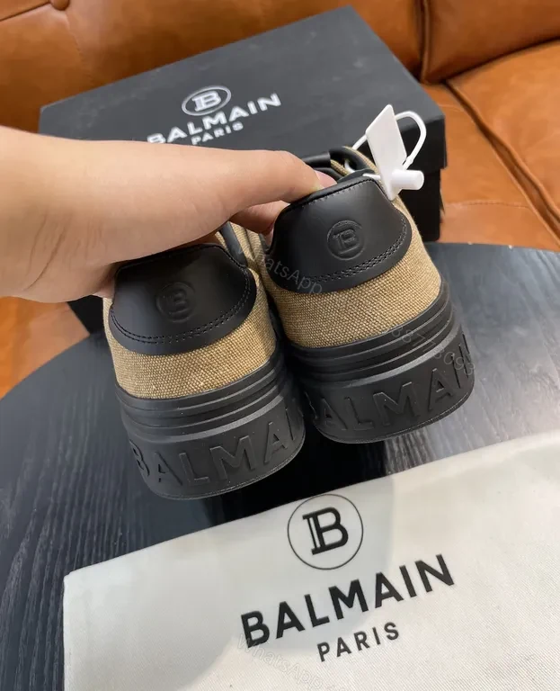 View 7 of Olive Canvas Balmain Sneakers: Luxe Low-Profile Comfort