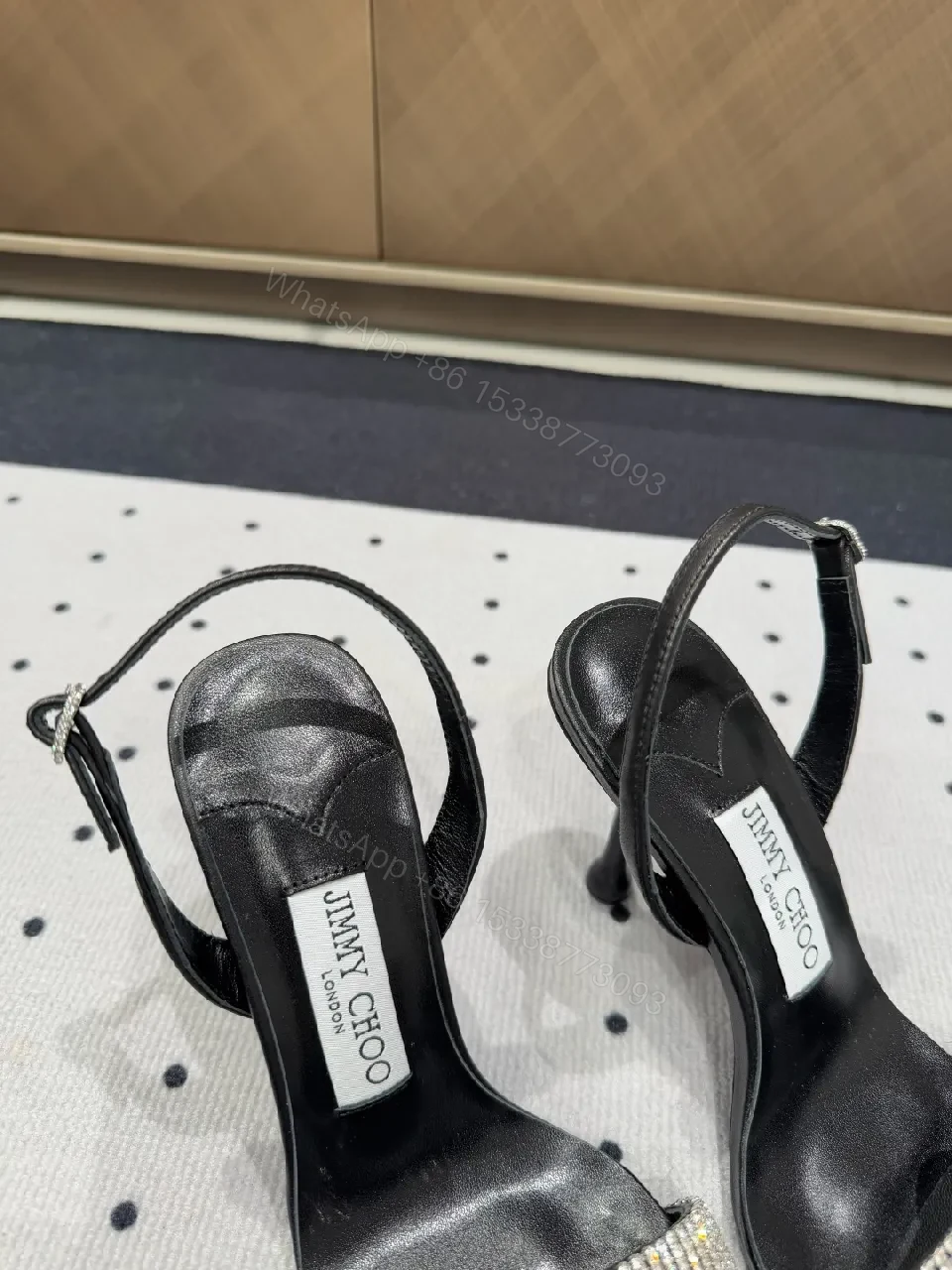 View 9 of Diamond-Strap Luxe Sandals: Black Leather, Evening Glamour