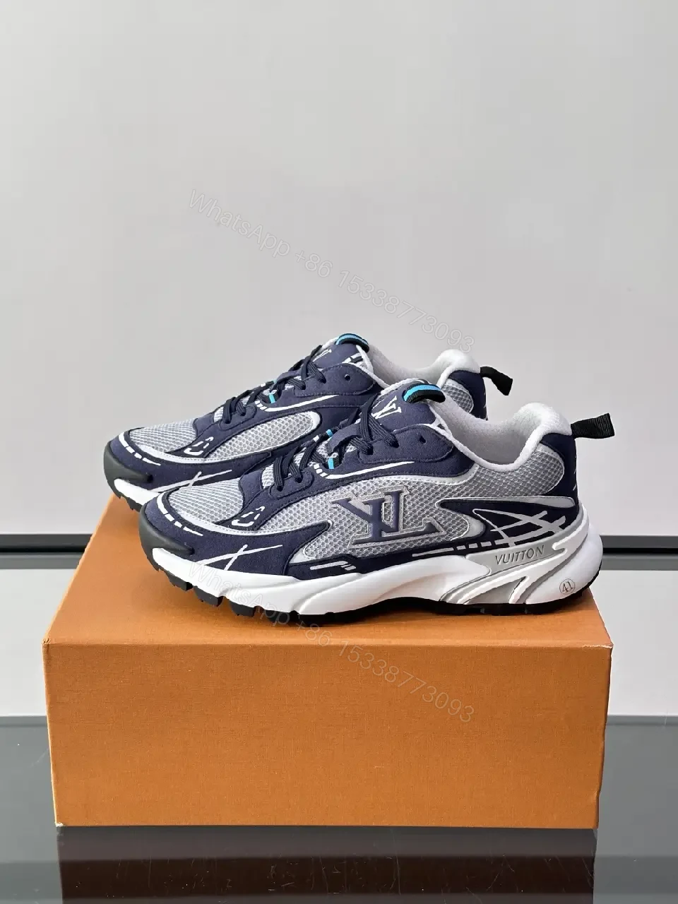 View 3 of Blue Mesh Athletic Lightweight Sneakers