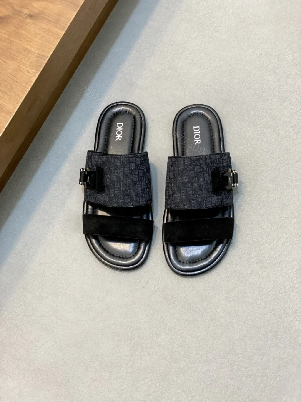 View 2 of Textured Slide in Black with Premium Comfort and Detailing
