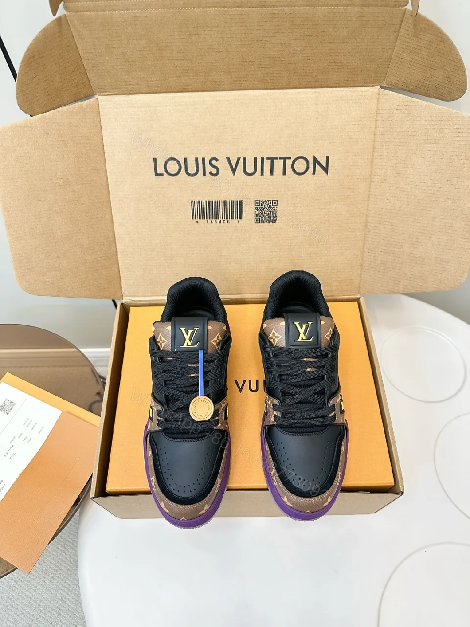 View 3 of Statement-Inspired Luxury Sneakers with Monogram Details