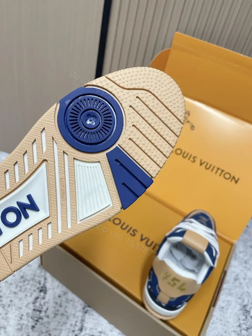 View 5 of Denim Monogram High-Top Sneakers: Luxury Streetwear Comfort