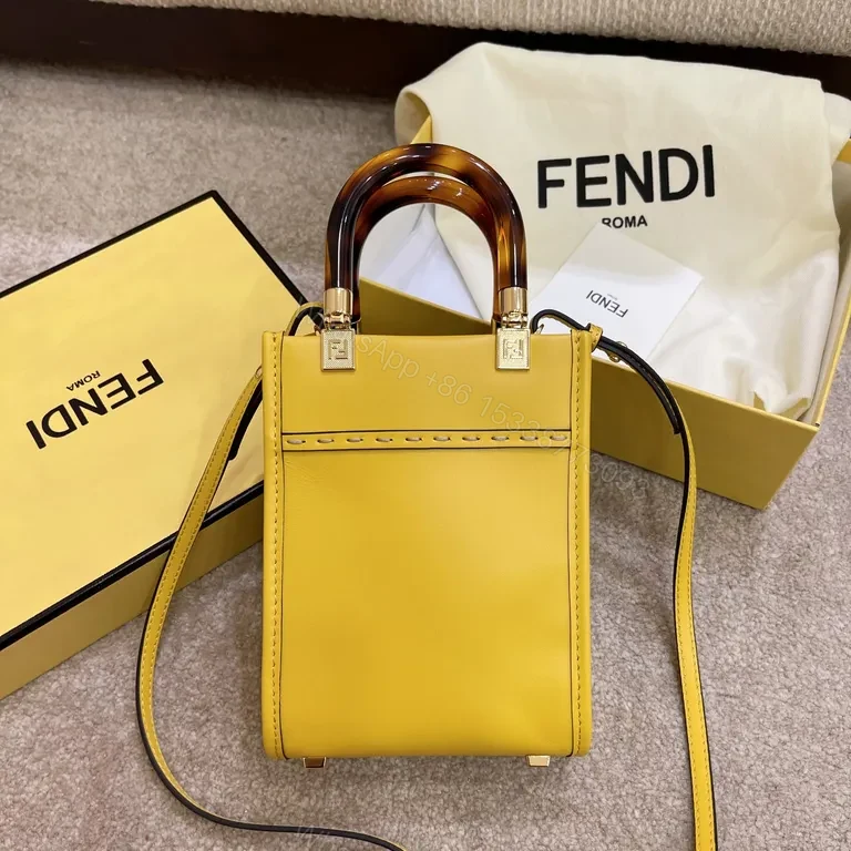 View 6 of Bold Yellow Mini Bag: Lux Gloss Leather, Fendi-Inspired