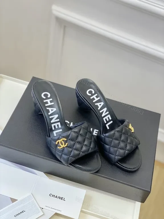 View 3 of Black Quilted Lux Sandals - Brand-Emblem Comfort Shoes