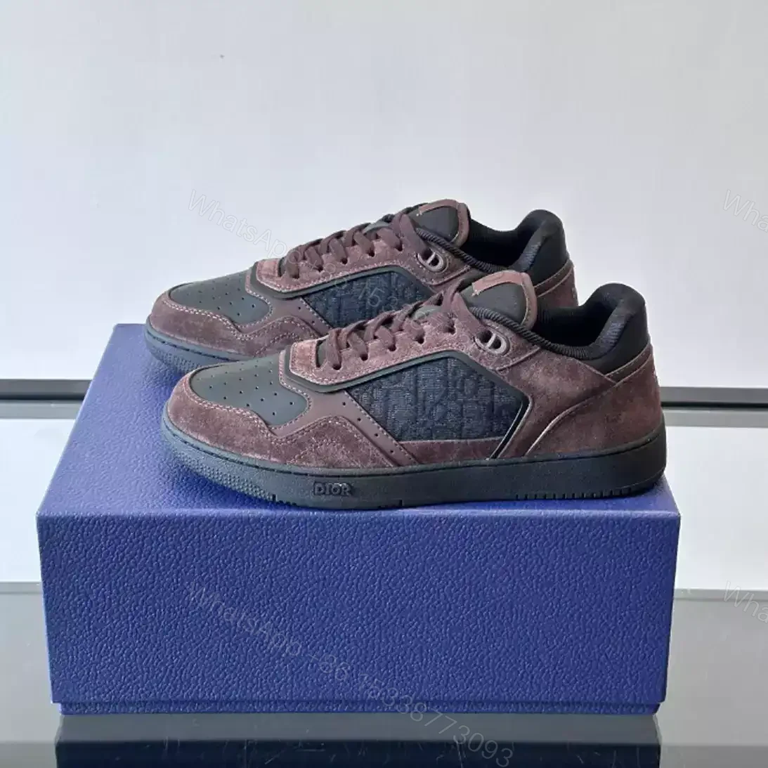 View 5 of DIOR B27 UPTOWN LOW-TOP SNEAKERS DEEP BROWN SUEDE, BLACK SMOOTH CALFSKIN – CD214