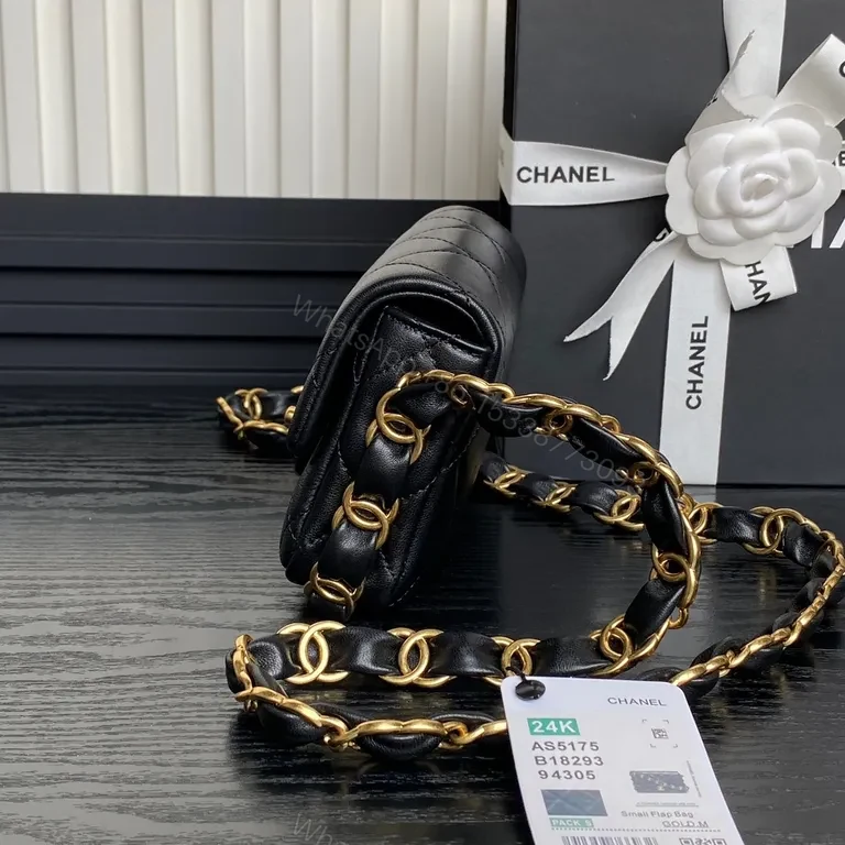 View 4 of Chic Black Quilted Mini Flap Bag - Gold Chain Crossbody