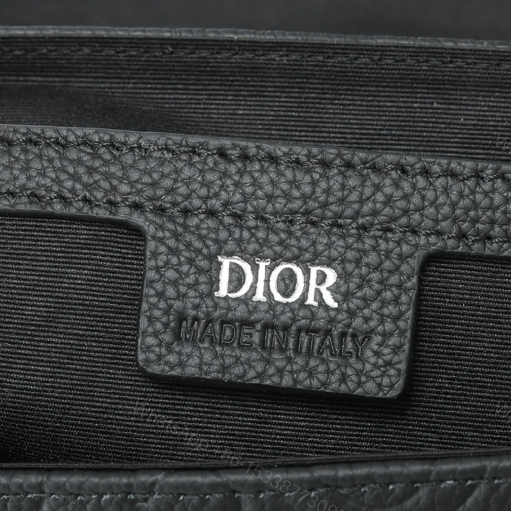 View 8 of Black Embossed Leather Messenger Bag with Luxe Hardware