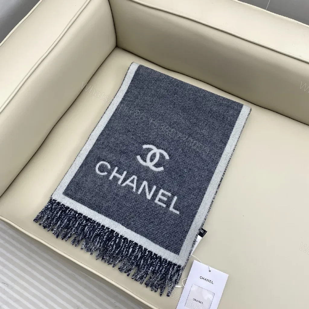 View 8 of Navy Knit Scarf: Luxurious Unisex Wrap with Fringed Detail