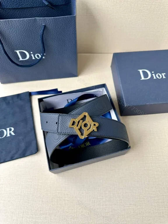 View 5 of Blue Leather Dior Hex Hardware Bracelet - Modern Minimalist Luxury