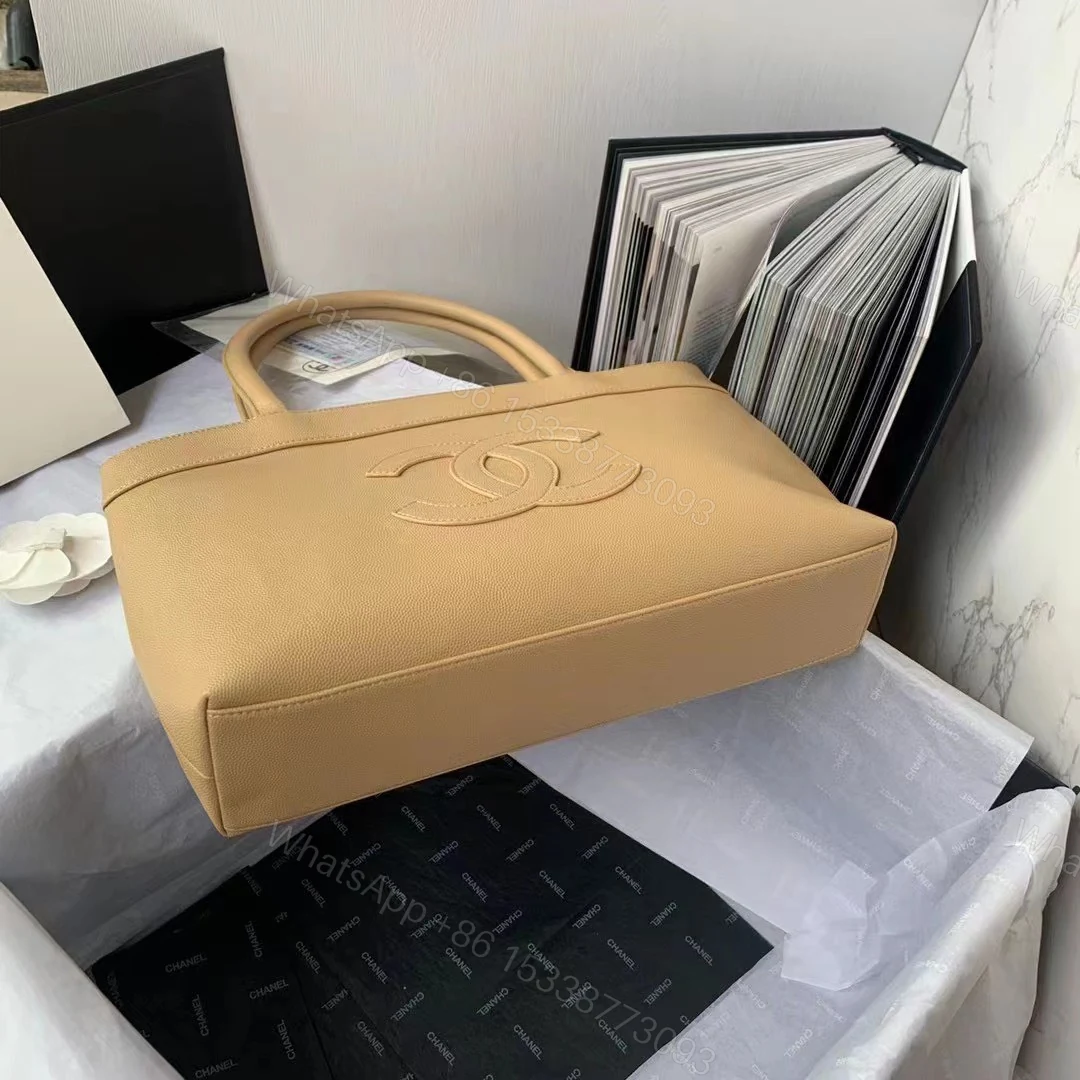 View 8 of Chanel Vintage Classic Like Auth Handbags Lock Gold Nude 30x21x8cm