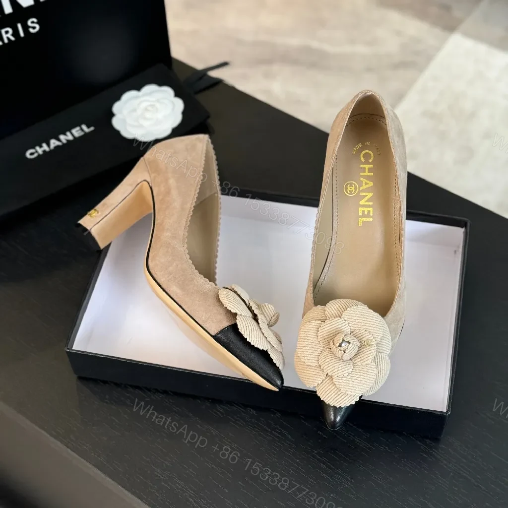View 2 of Refined Lace-Flower Chanel-Style Pointed-Toe Pumps