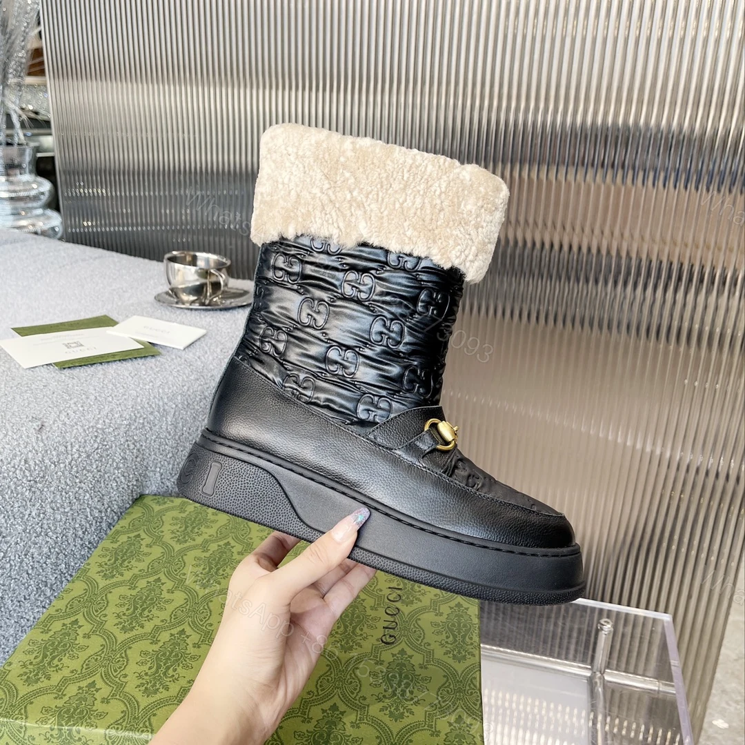 View 3 of GUCCI 1955 HORSEBIT SNOW BOOTS JACQUARD FABRIC BLACK