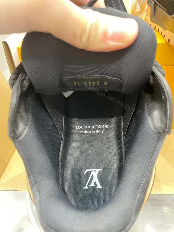 View 4 of Black Leather High-Top Sneakers with LV Accents and All-Day Comfort