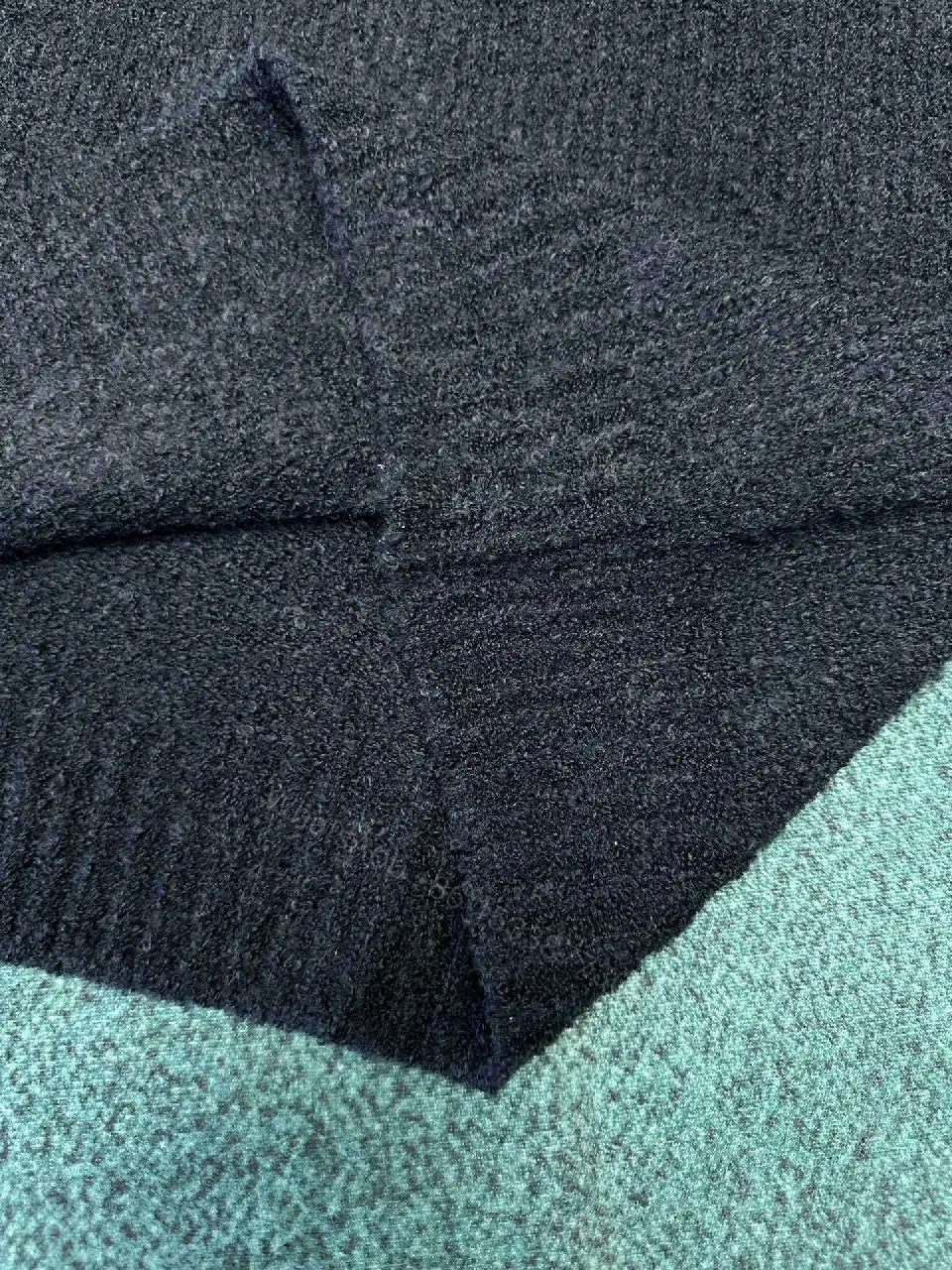 View 10 of Textured Knit Crewneck with Subtle LV Emblem, Navy, Mid-Weight Luxury