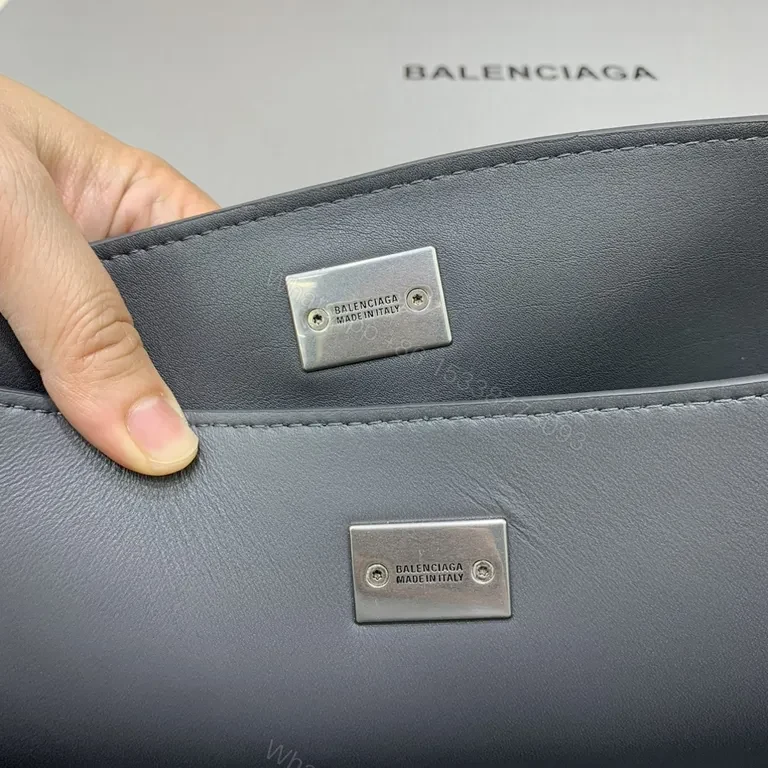 View 6 of Neutral Leather Structured Handbag with Subtle Hardware