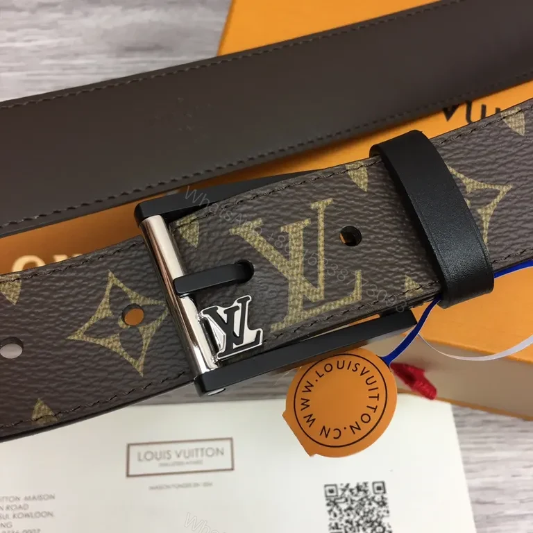 View 4 of Bold LV Monogram Belt: Italian Leather, Luxury Style, Durable Buckle