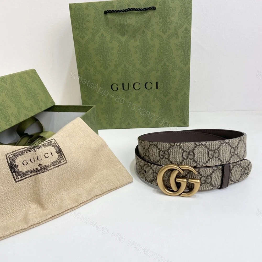 View 5 of Gucci GG Marmont Reversible Belt Brown